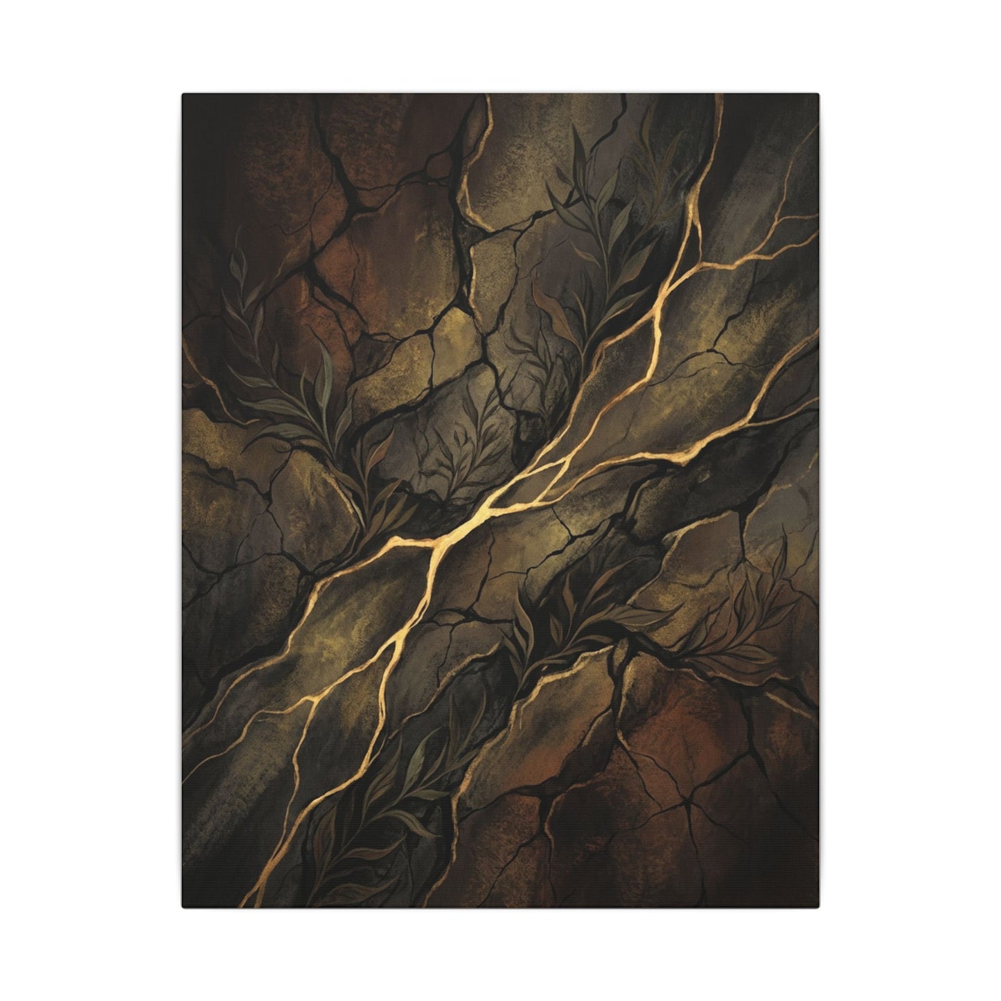 Cracked Earth Charcoal Ink Canvas Art | Bold Dark Japandi Art