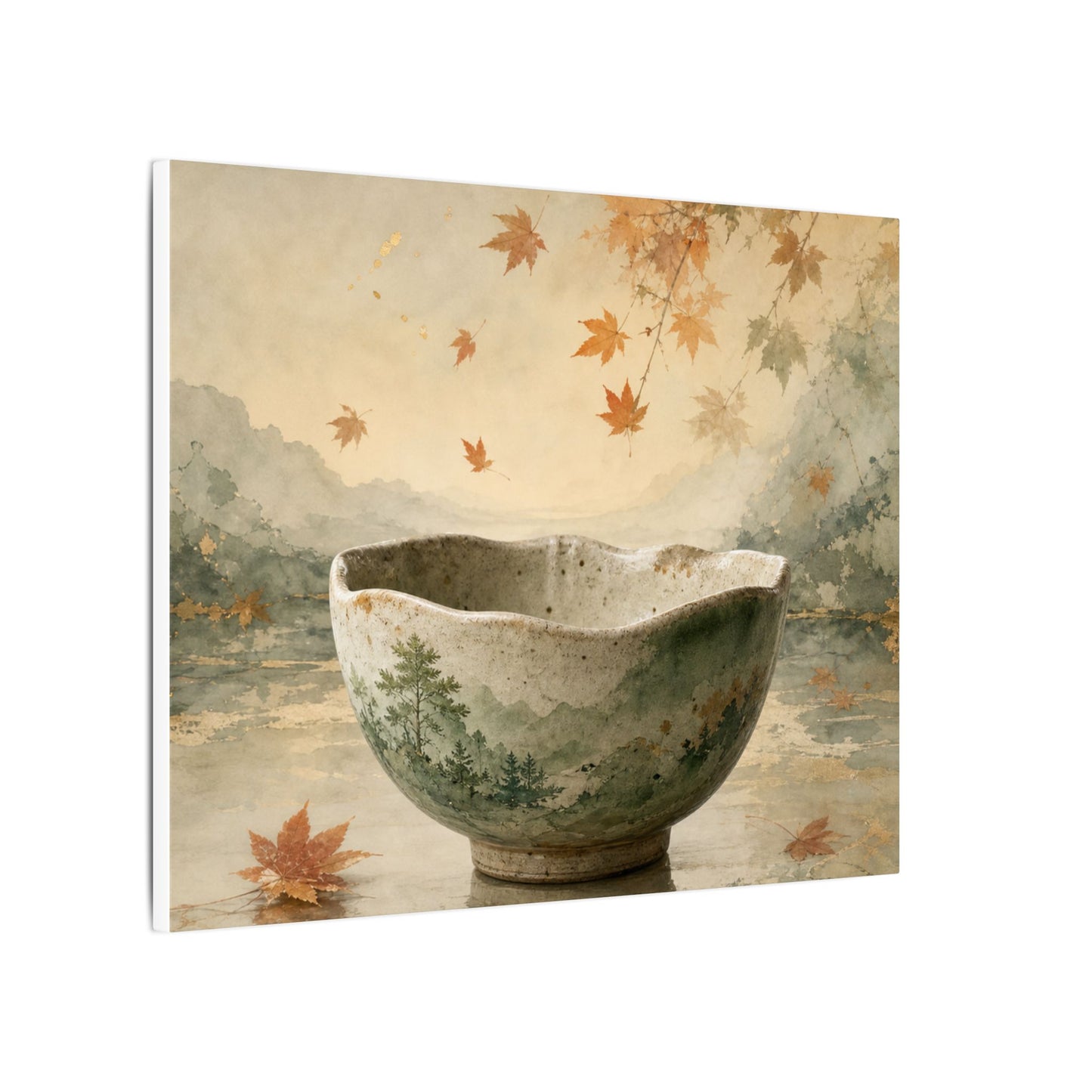 Autumn Ceramic Bowl Watercolor Canvas Art | Cozy Decor