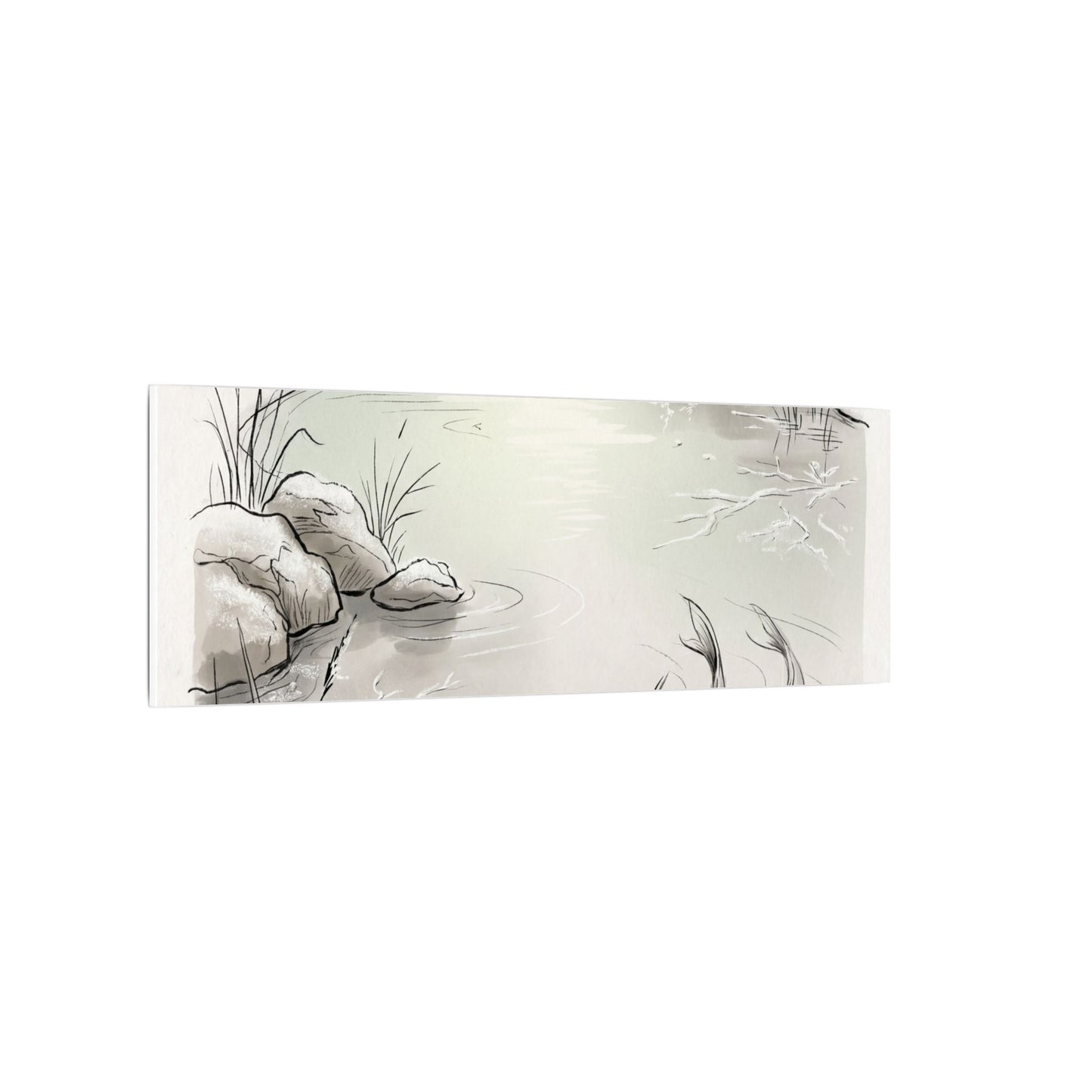 Koi Pond Minimal Line Canvas Art | Cozy Japandi Art