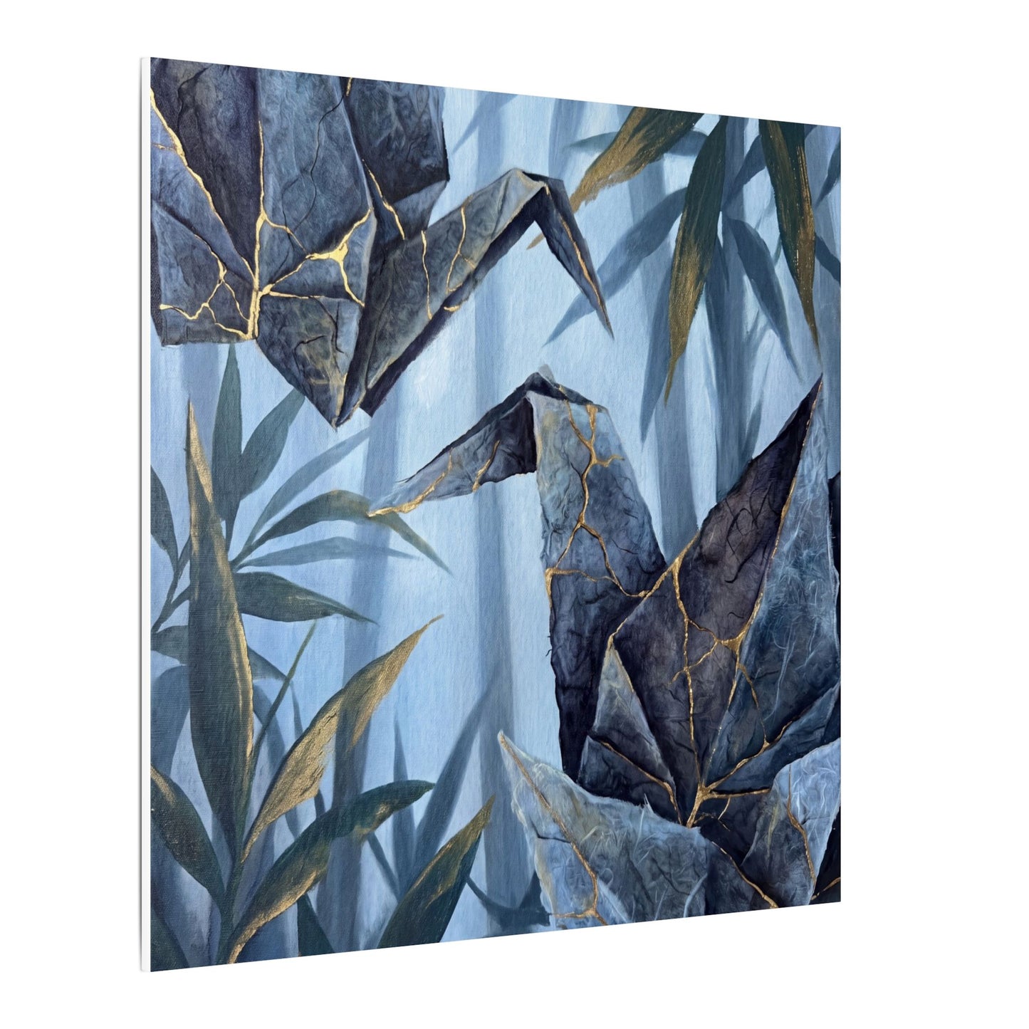 Paper Fold Canvas Art | Summer Kintsugi Crackle Gold Art