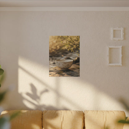 Neutral Ceramic Bowl Canvas Art - Japanese Pattern Japandi