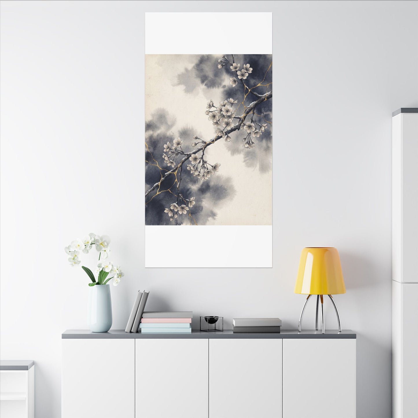 Ma Cherry Blossom Canvas Art - Kintsugi Gold Vein