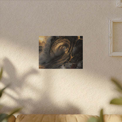 Kanso Ocean Wave Canvas Art - Kintsugi Gold Vein