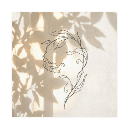 Warm Shoji Screen Canvas Art - Minimal Line Japandi