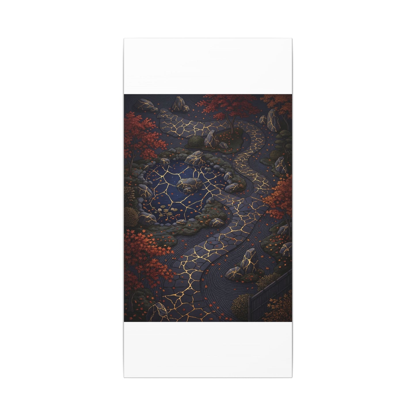 Moonlit Garden Gold Vein Canvas Art | Resilient Kintsugi Art