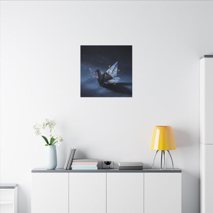 Kintsugi Paper Fold in Moonlight | Crackle Gold Canvas Art