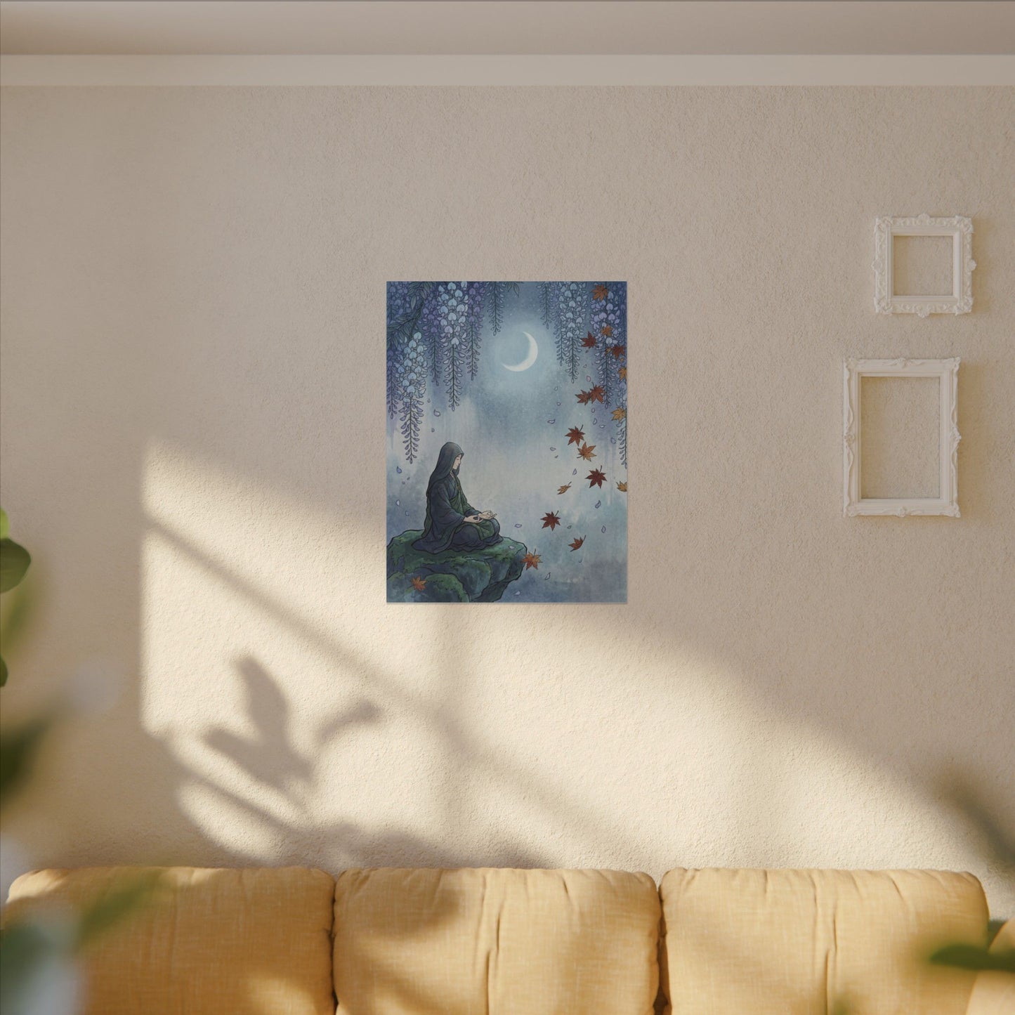 Zen Wisteria in Moonlight | Ukiyo E Inspired Canvas Art
