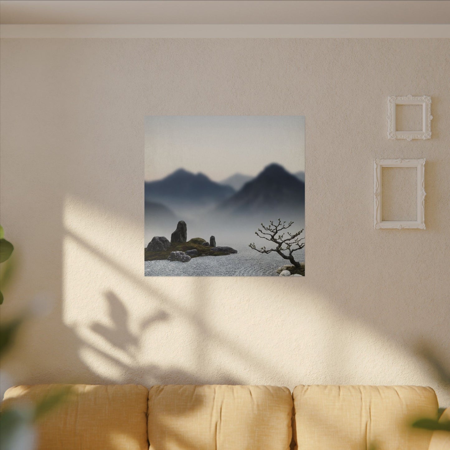 Mountain Mist Karesansui Canvas Art | Contemplative Zen Art