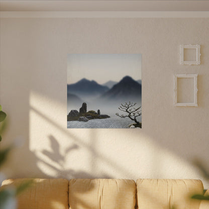 Mountain Mist Karesansui Canvas Art | Contemplative Zen Art