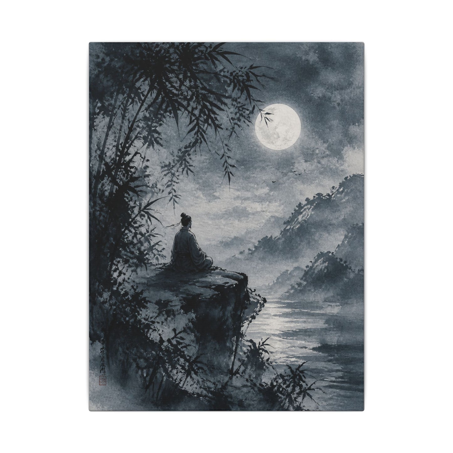 Ink Brushstroke Sumi E Canvas Art | Serene Zen Art