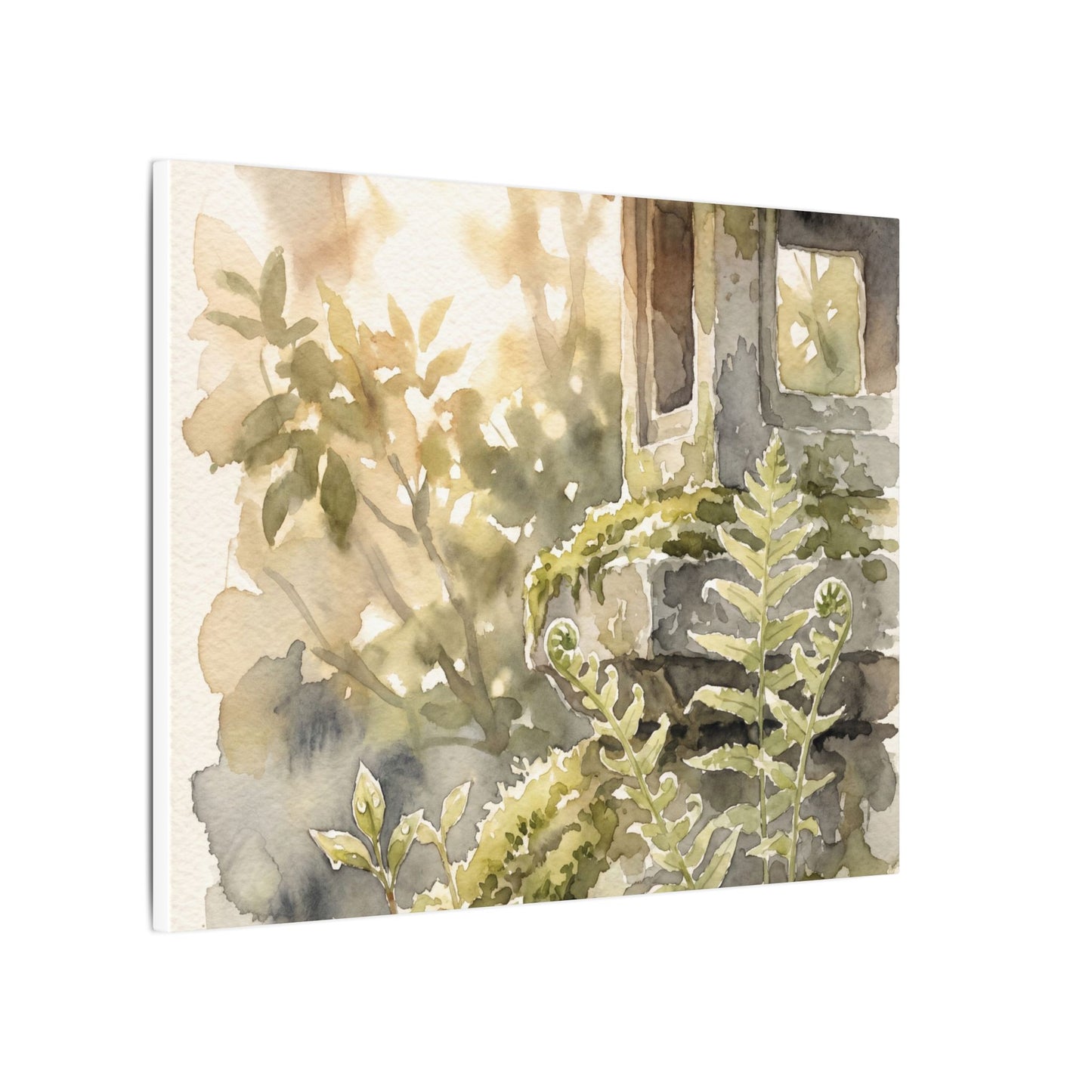 Earthy Stone Lantern Canvas Art - Watercolor Japandi