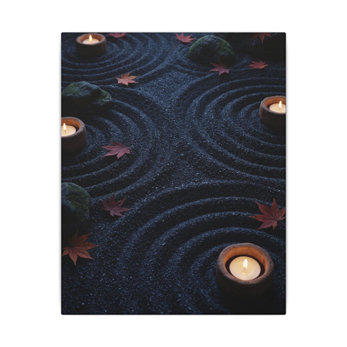 Seijaku Rock Garden Canvas Art - Dark Japandi Dark Texture