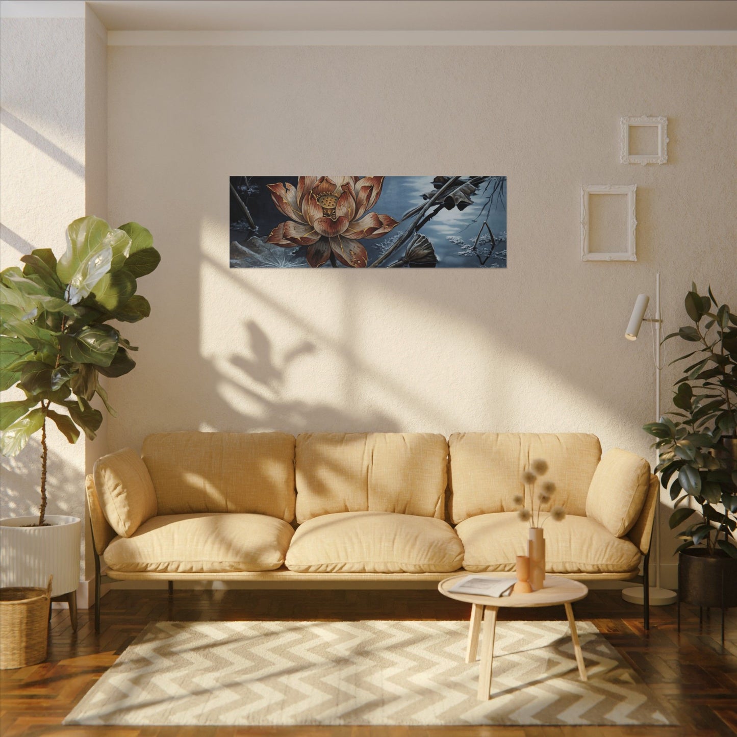 Winter Lotus Flower Broken Beauty Canvas Art | Healing Decor