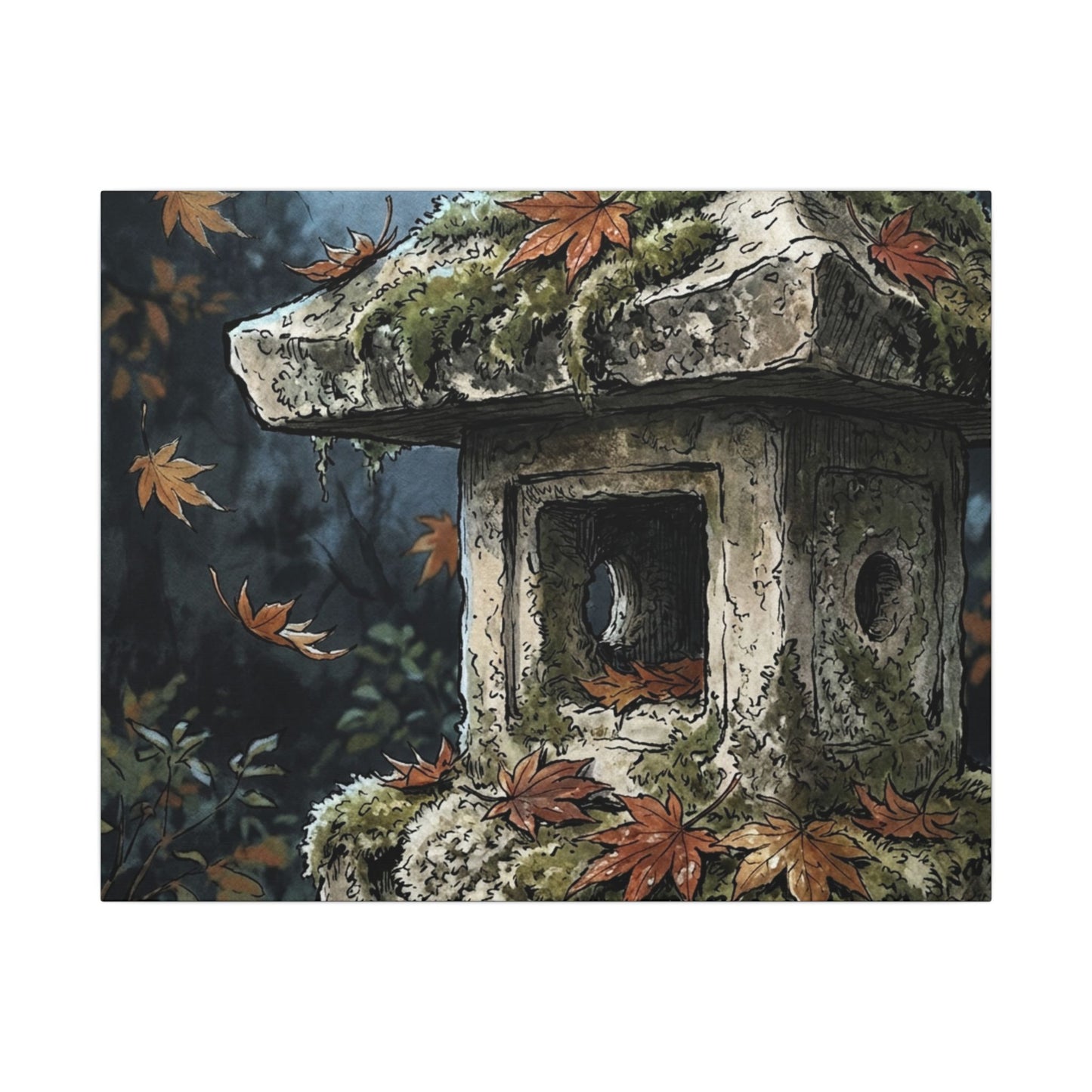 Shibui Stone Lantern Canvas Art - Japandi Minimal Line