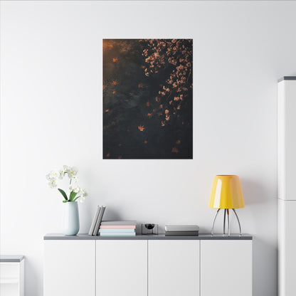 Golden Hour Cherry Blossom Canvas Art - Dark Japandi Kanso