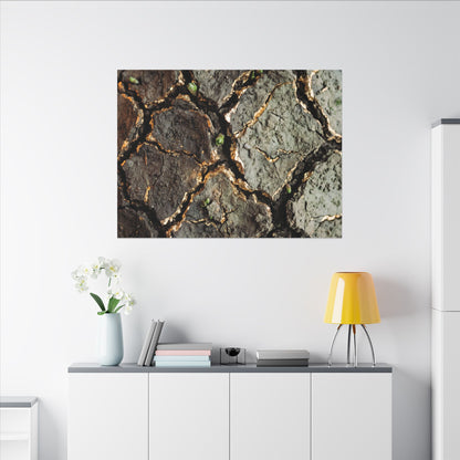 Earthy Cracked Earth Canvas Art - Japanese Pattern Japandi