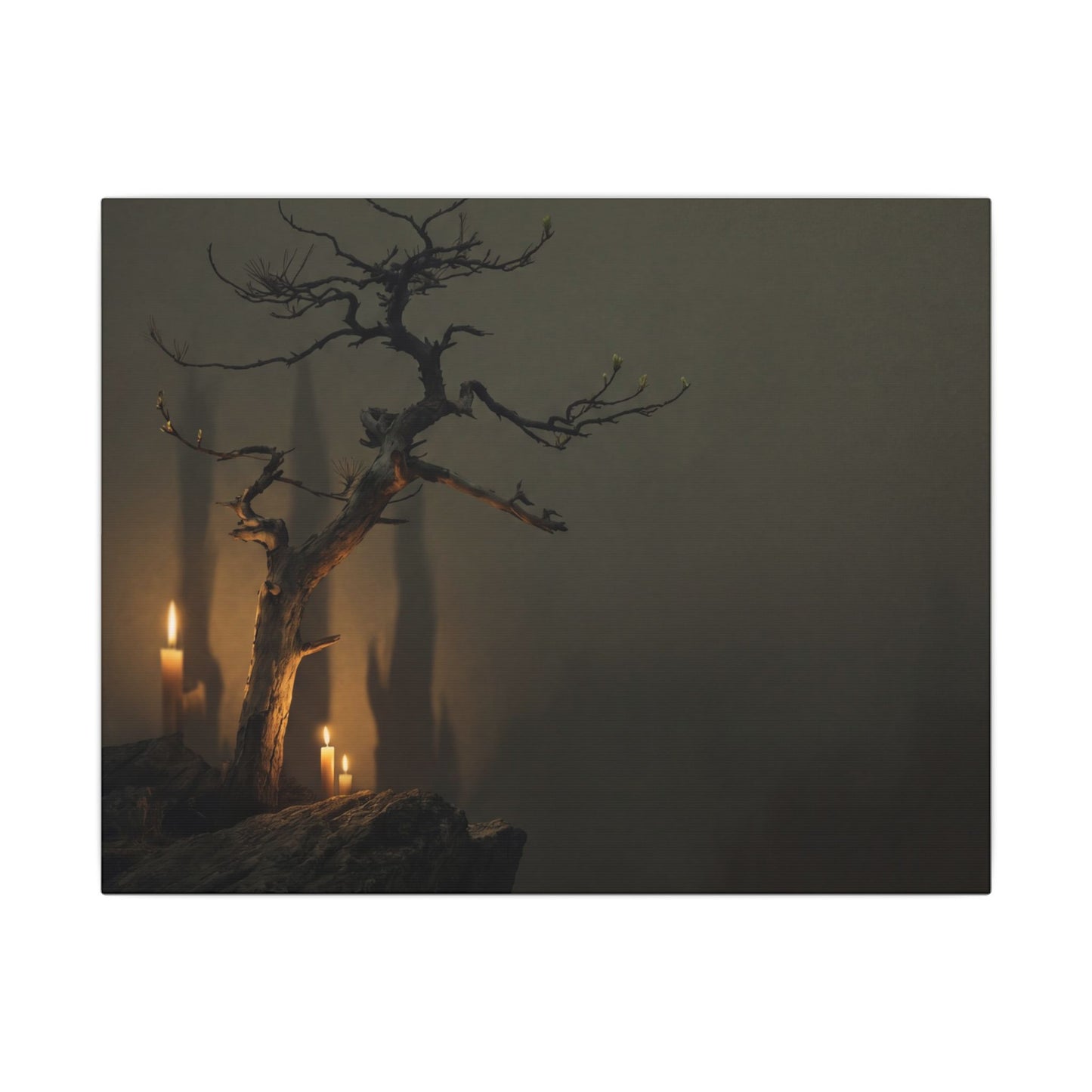 Ma Pine Tree Canvas Art - Dark Japandi Shadow Zen Art Print