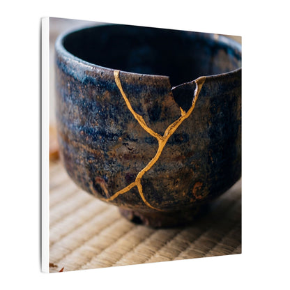 Tea Ceremony Autumn Canvas Art | Kintsugi Healing Design