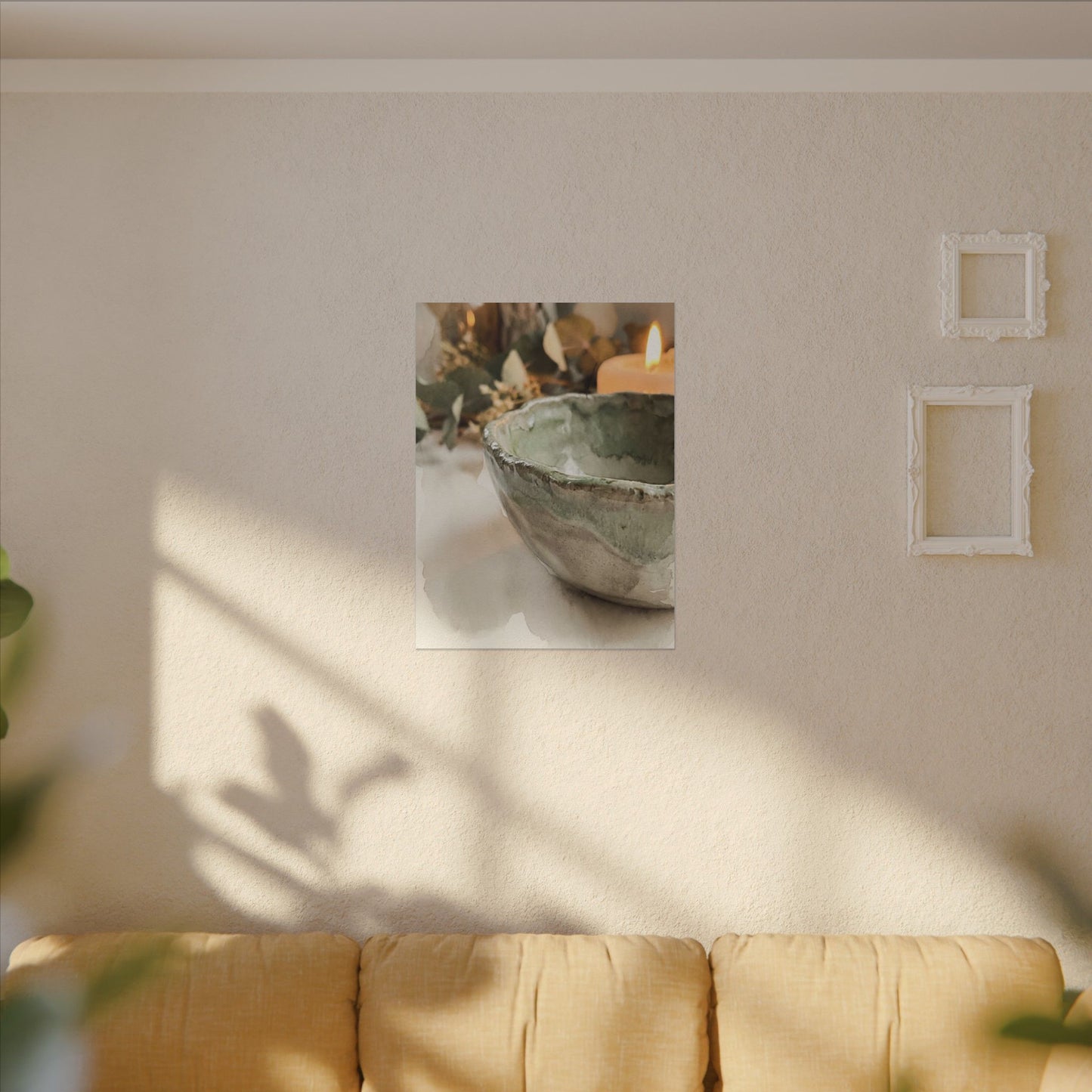 Ceramic Bowl Canvas Art | Summer Japandi Watercolor Art