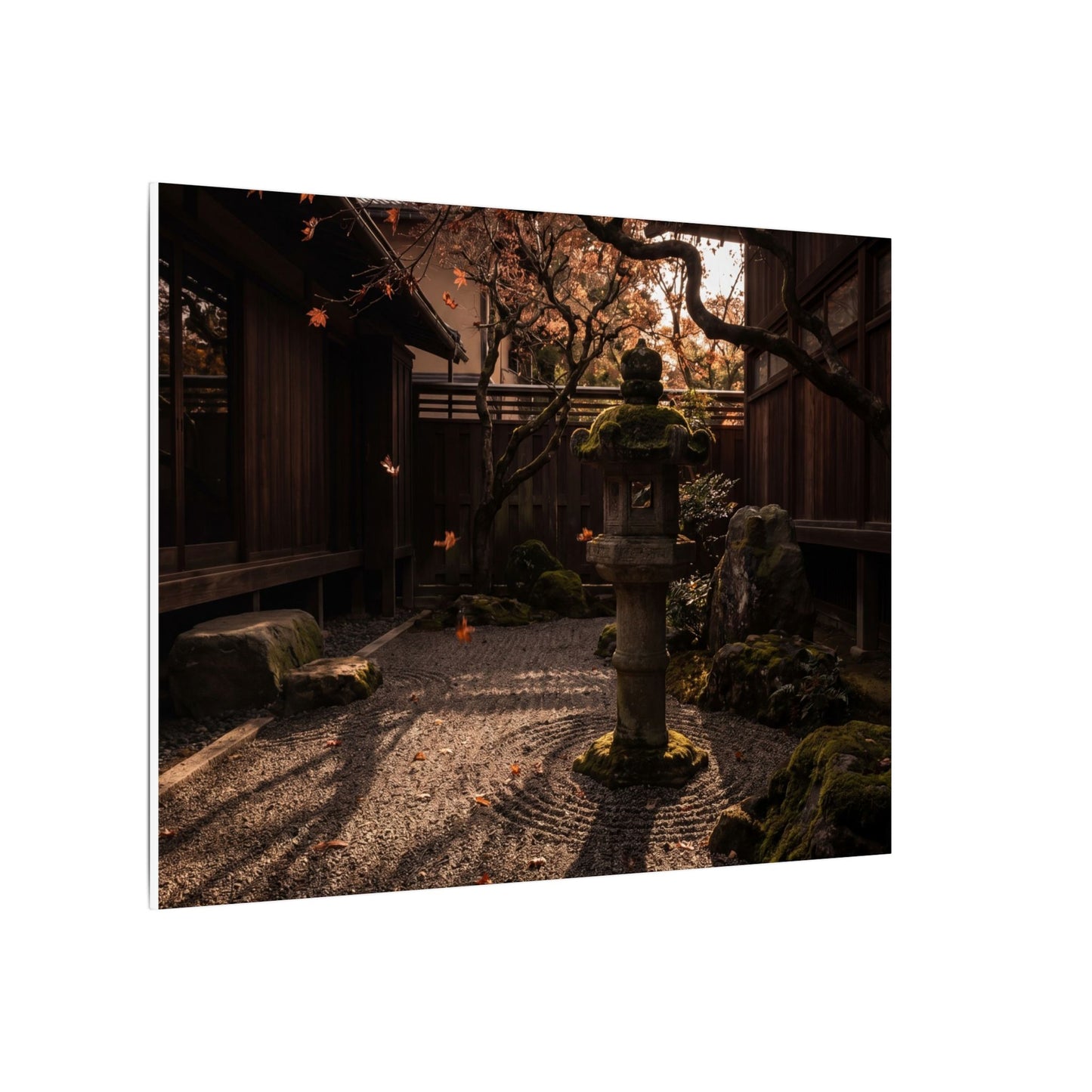 Seijaku Stone Lantern Canvas Art - Dark Japandi Shadow Zen