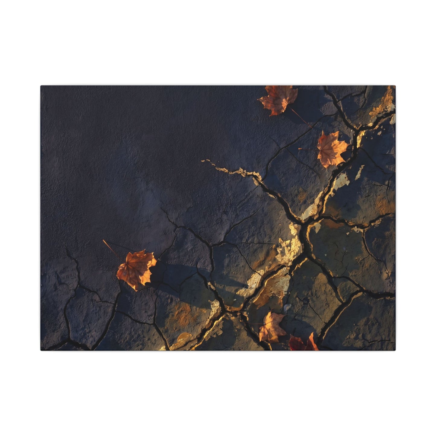 Cracked Earth Canvas Art | Autumn Dark Japandi Dark Texture Art Art Print
