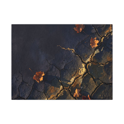 Cracked Earth Canvas Art | Autumn Dark Japandi Dark Texture Art Art Print