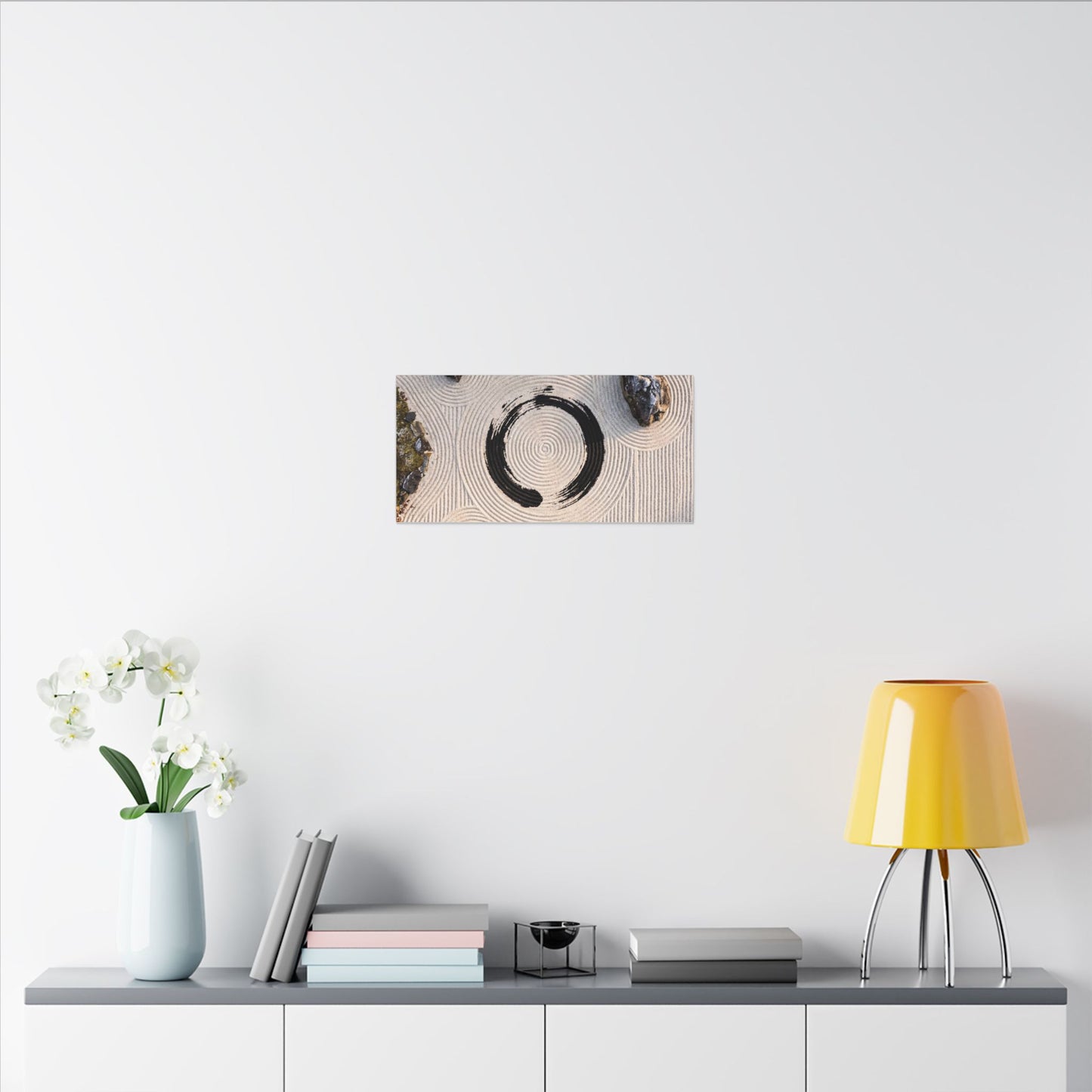 Rock Garden Canvas Art | Winter Zen Enso Art
