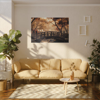 Autumn Wooden Bridge Gold Vein Canvas Art | Resilient Decor