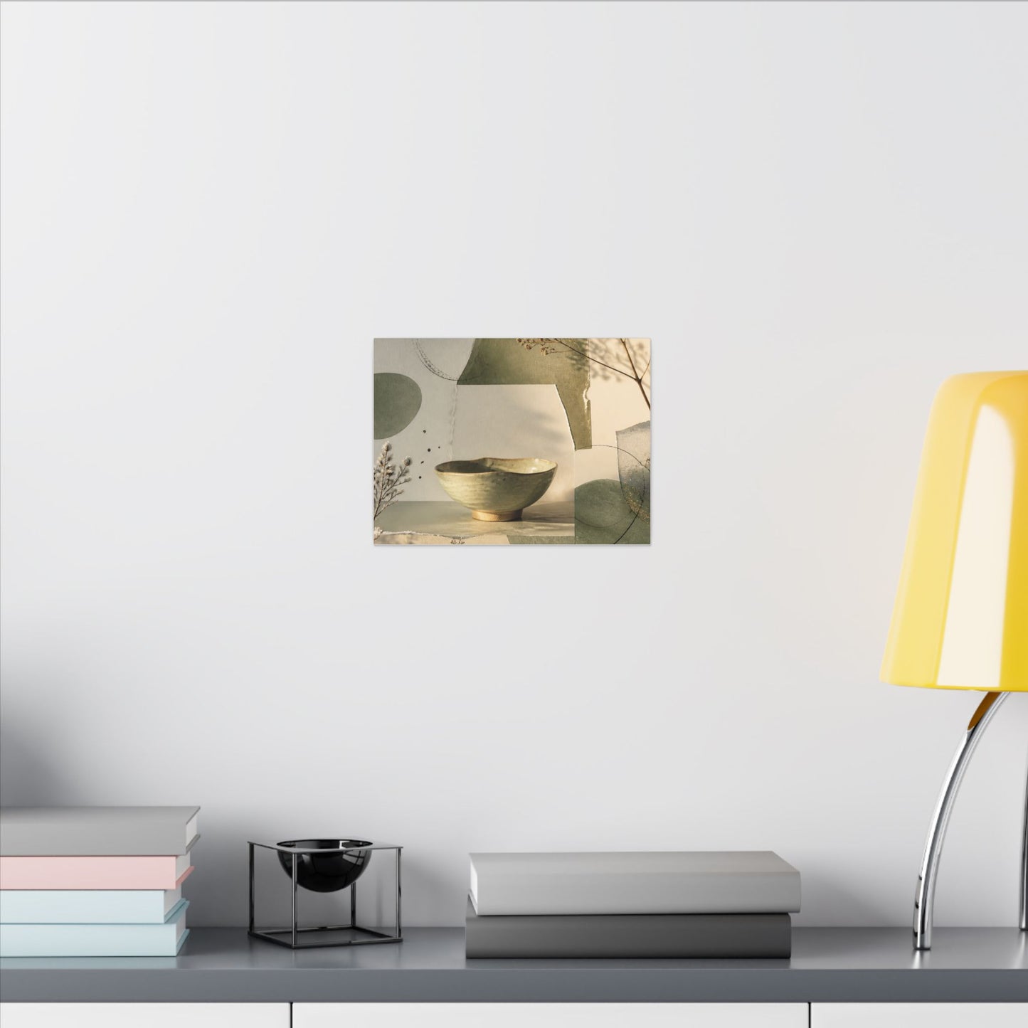 Warm Ceramic Bowl Canvas Art - Minimal Line Japandi