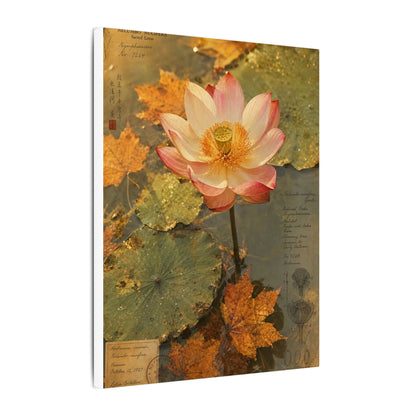 Autumn Lotus Flower Herbarium Canvas Art | Rustic Decor