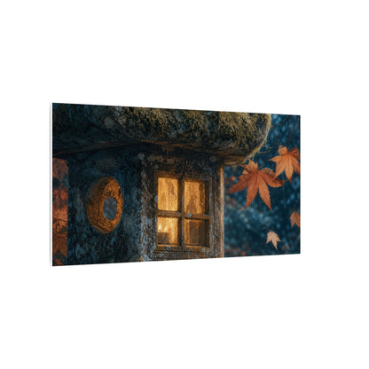 Autumn Stone Lantern Forest Whimsy Canvas Art | Earthy Decor