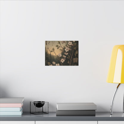 Spring Cherry Blossom Herbarium Canvas Art | Nostalgic Decor