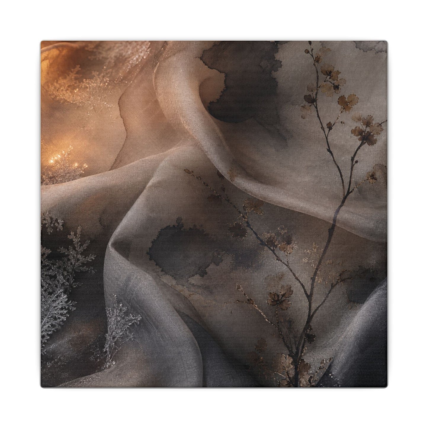 Japandi Silk Drape in Candlelight | Watercolor Canvas Art
