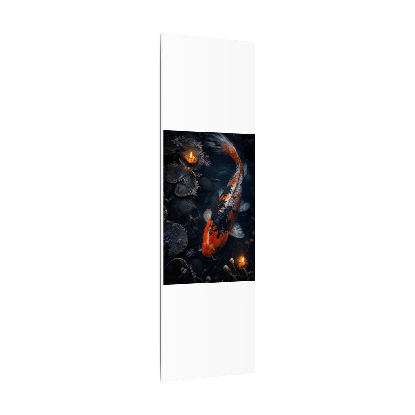 Koi Pond Canvas Art | Winter Dark Japandi Shadow Zen Art