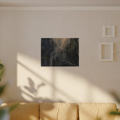 Incense Smoke Winter Canvas Art | Dark Japandi Moody Design