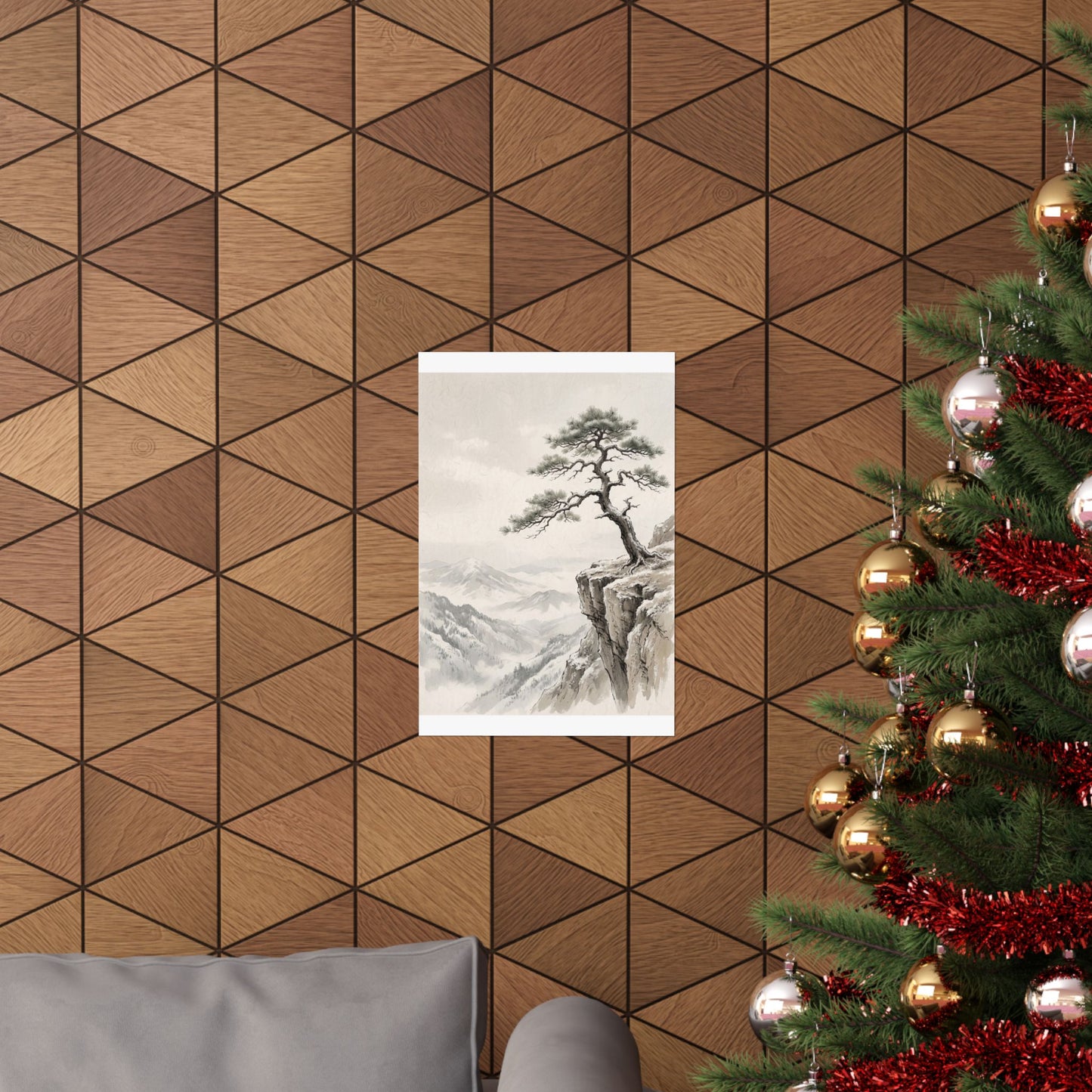 Pine Tree Wall Art Print | Winter Japandi Japanese Pattern Art