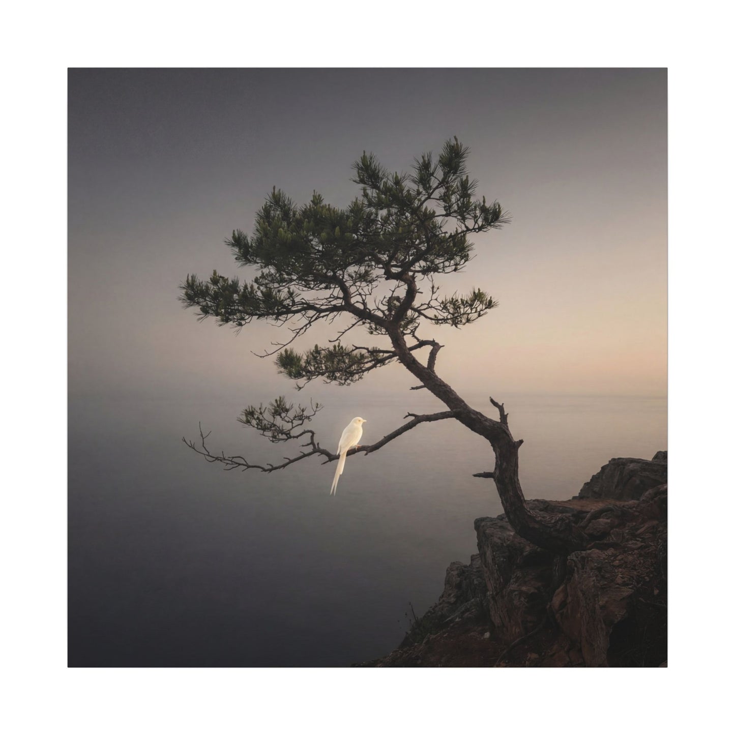 Dawn Pine Tree Canvas Art - Dark Japandi Datsuzoku