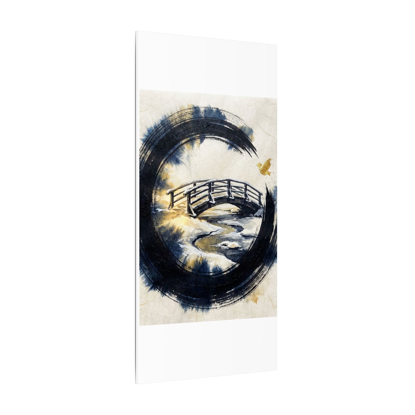 Autumn Ink Brushstroke Karesansui Canvas Art | Peaceful Decor