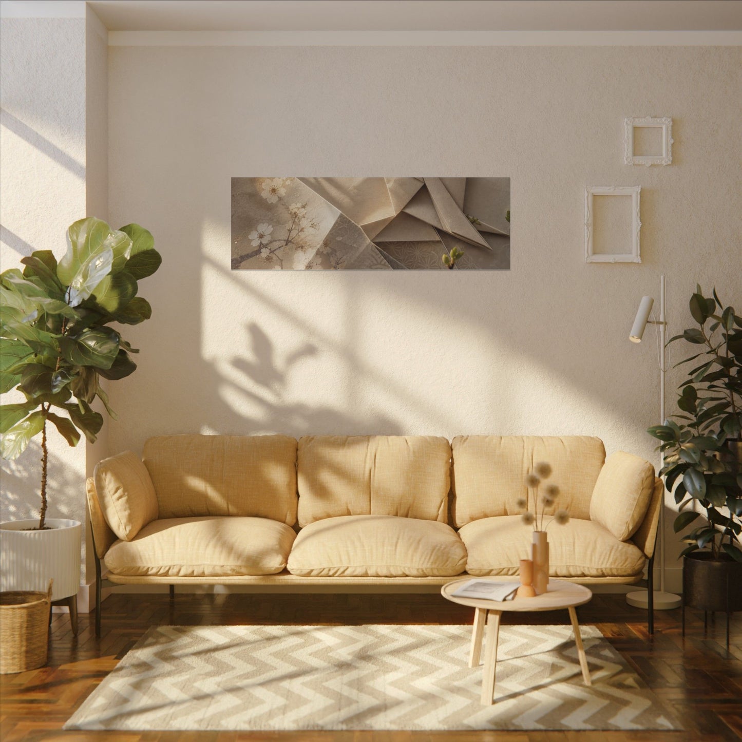 Golden Hour Paper Fold Canvas Art - Japandi Fukinsei