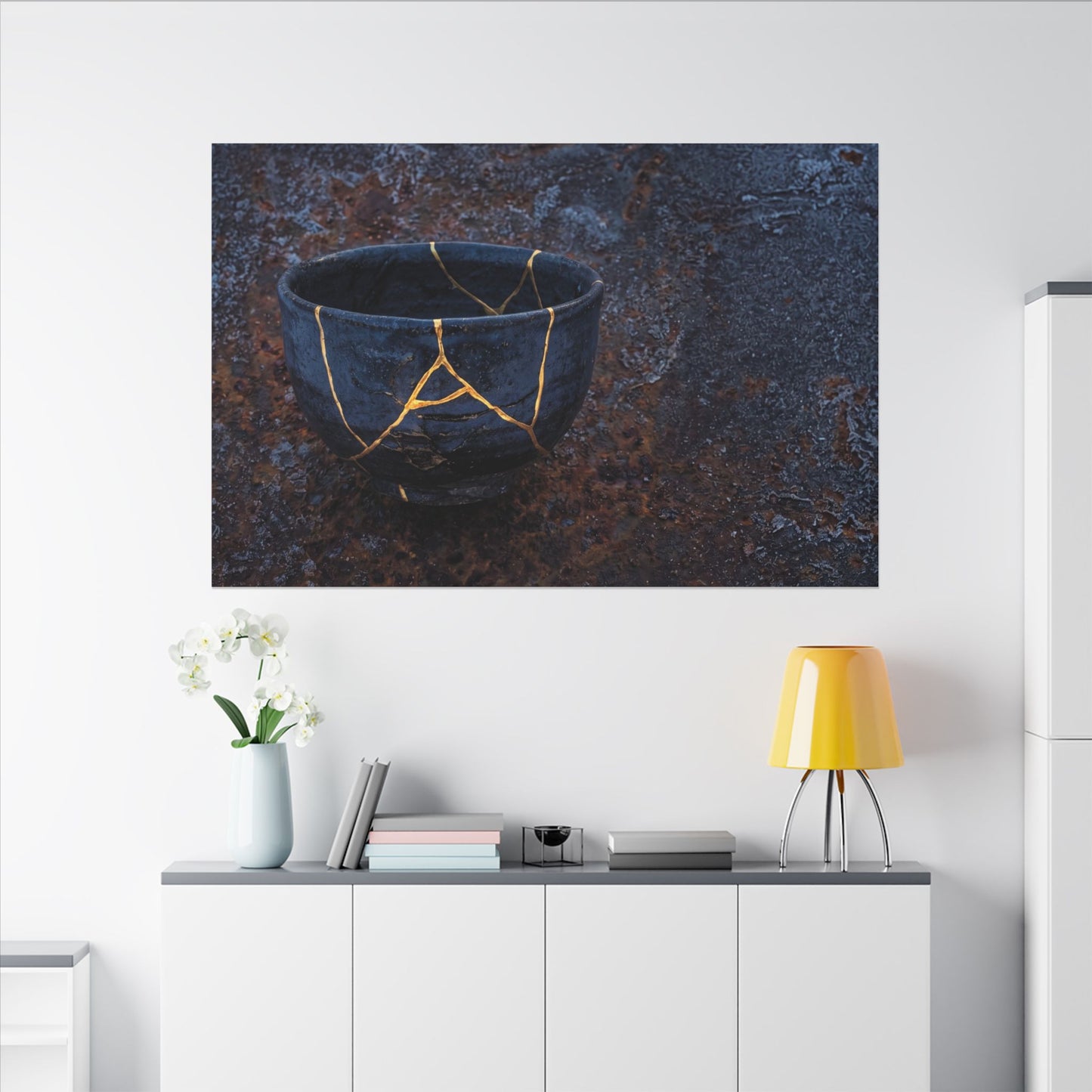 Rust Patina Winter Canvas Art | Kintsugi Healing Design