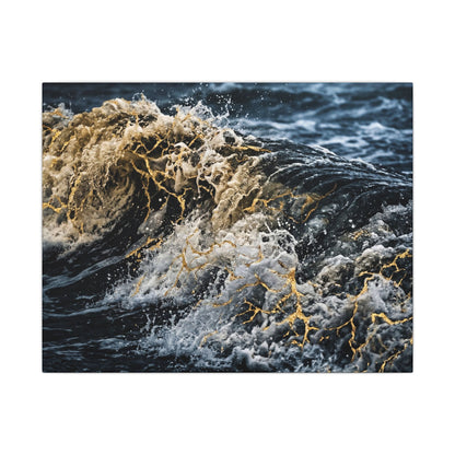 Ocean Wave Winter Canvas Art | Kintsugi Artful Design