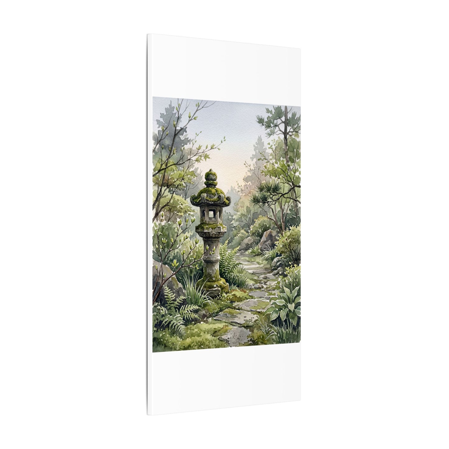 Neutral Stone Lantern Canvas Art - Watercolor Japandi