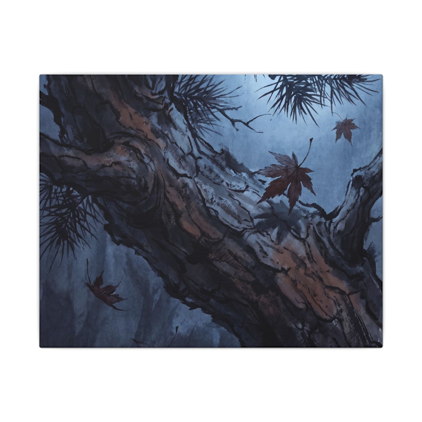 Atmospheric Pine Tree Canvas Art - Shadow Zen Dark Japandi