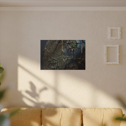 Dark Japandi Cracked Earth in Moonlight | Moody Minimal Canvas Art