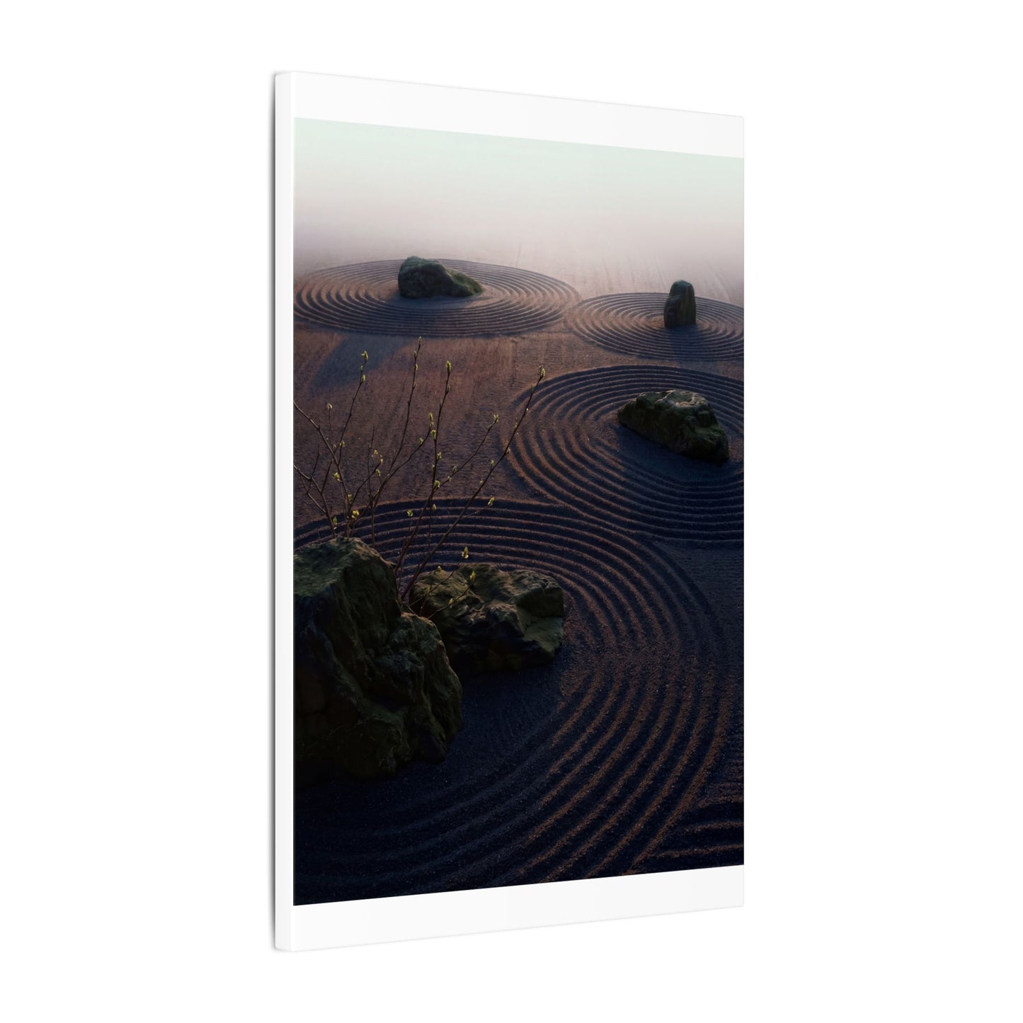 Spring Rock Garden Shadow Zen Canvas Art | Luxurious Decor