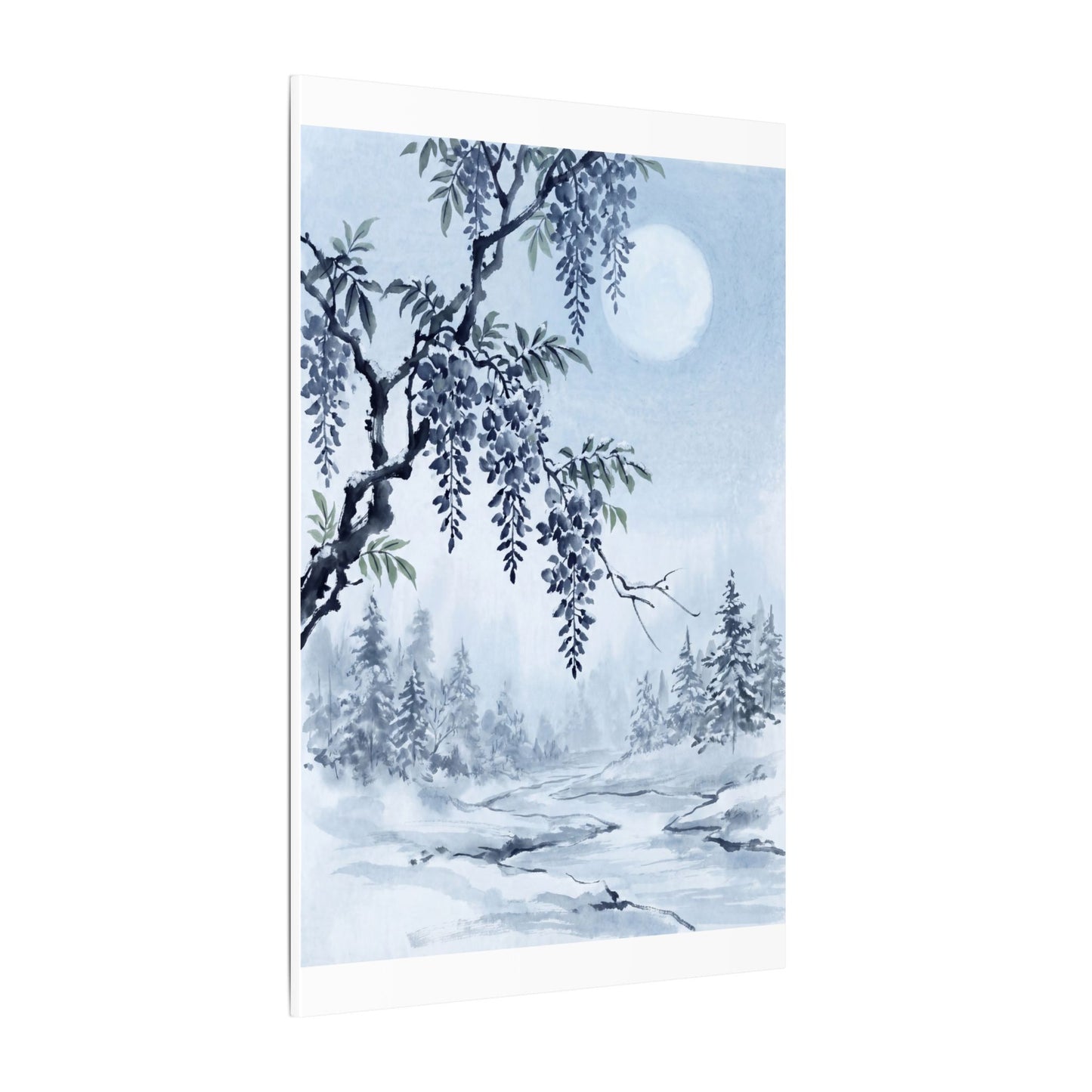 Seijaku Wisteria Canvas Art - Zen Sumi E