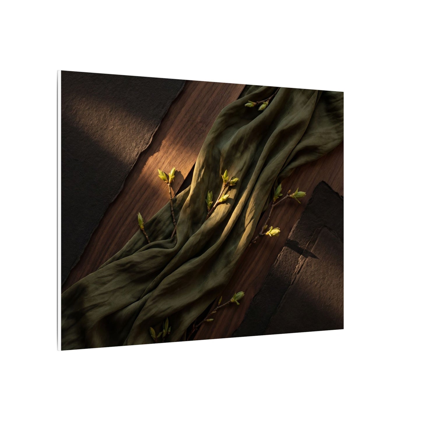 Silk Drape Canvas Art | Spring Dark Japandi Dark Texture Art