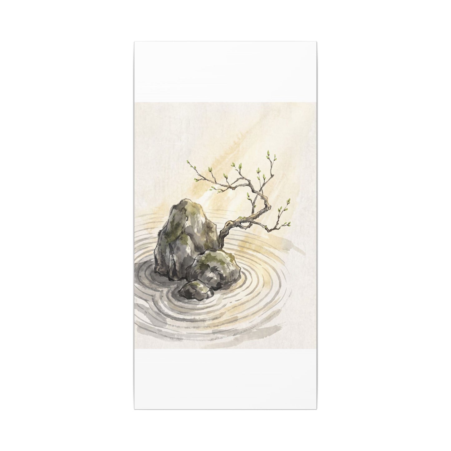 Serene Rock Garden Canvas Art - Sumi E Zen