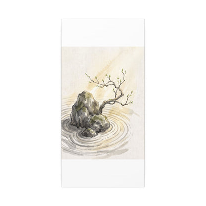 Serene Rock Garden Canvas Art - Sumi E Zen