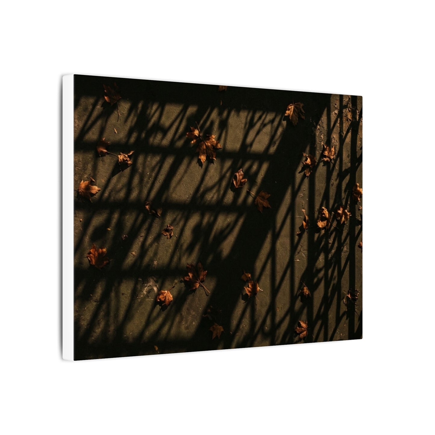 Shadow Play Canvas Art | Autumn Dark Japandi Moody Minimal Art